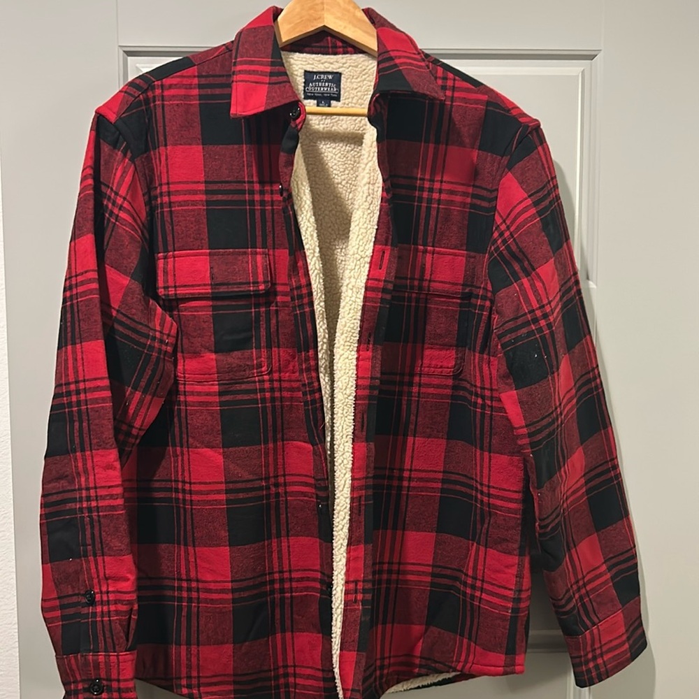 Men’s thick flannel Sherpa lines shirt jacket